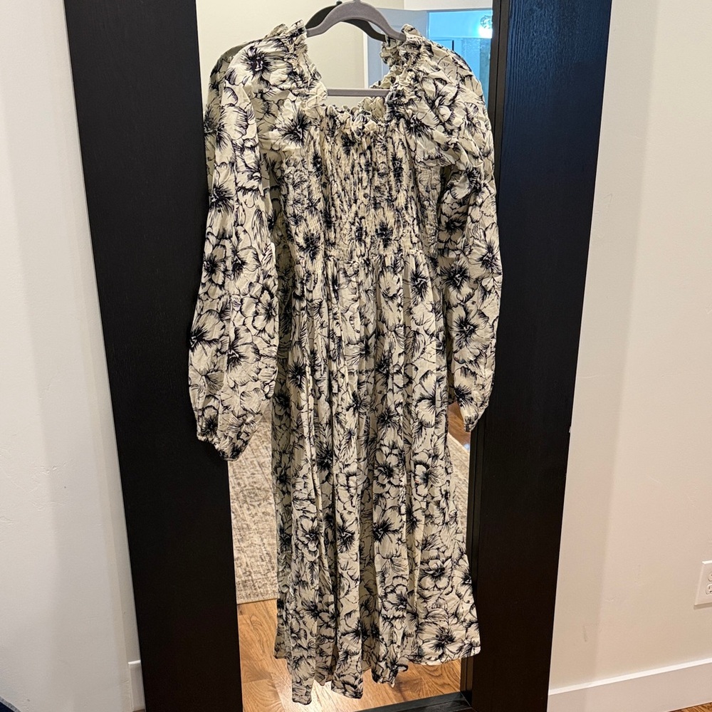 Black and White Cotton Floral Dress